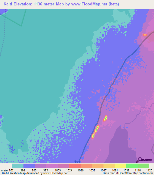 Kaiti,Tanzania Elevation Map