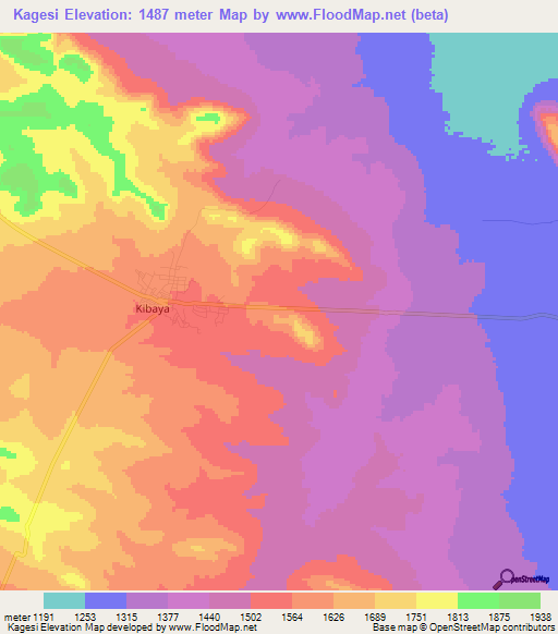 Kagesi,Tanzania Elevation Map