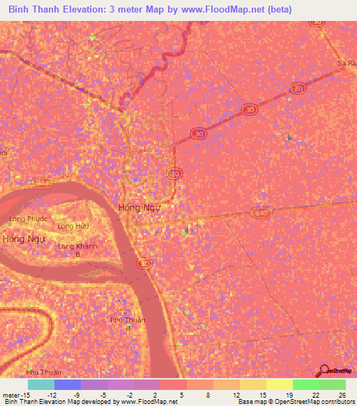 Binh Thanh,Vietnam Elevation Map
