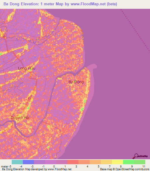 Ba Dong,Vietnam Elevation Map