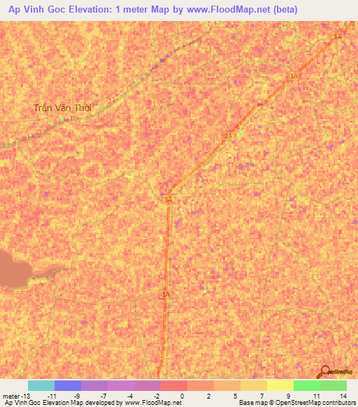 Ap Vinh Goc,Vietnam Elevation Map
