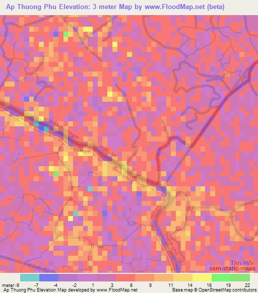 Ap Thuong Phu,Vietnam Elevation Map