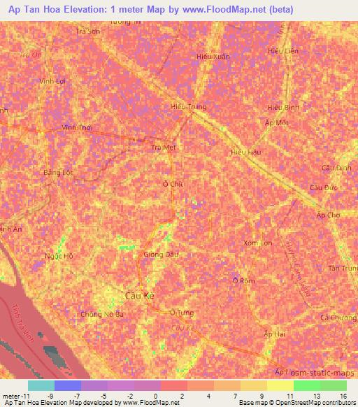 Ap Tan Hoa,Vietnam Elevation Map