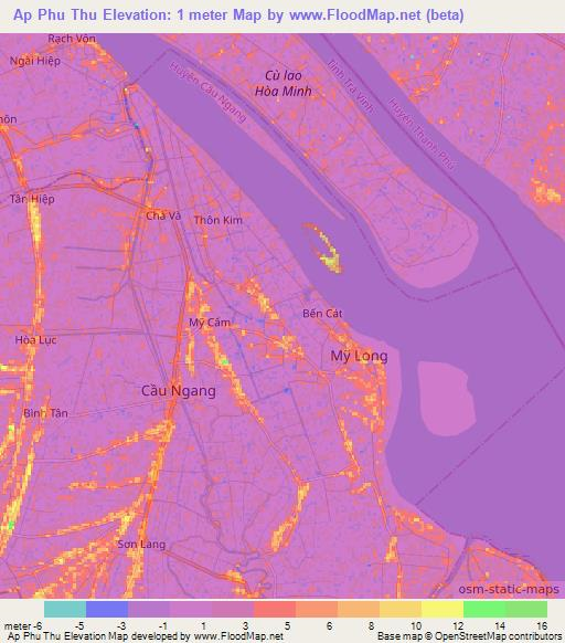 Ap Phu Thu,Vietnam Elevation Map
