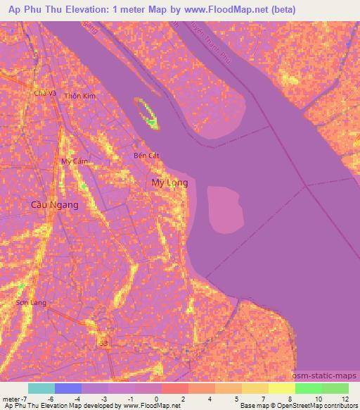 Ap Phu Thu,Vietnam Elevation Map