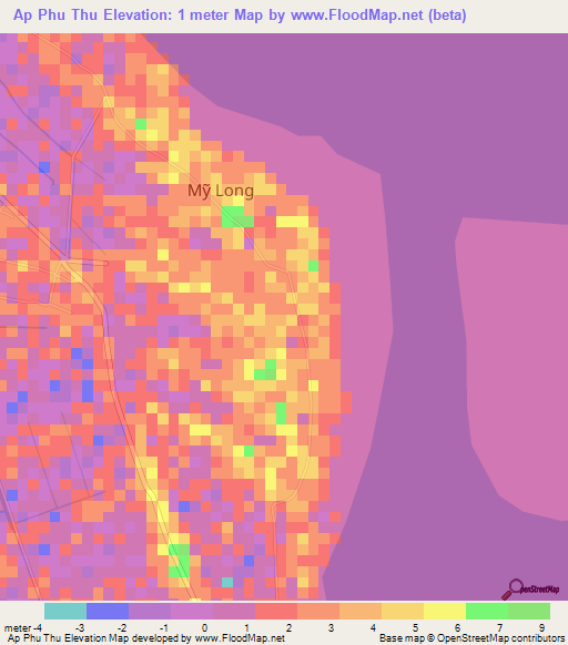 Ap Phu Thu,Vietnam Elevation Map
