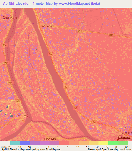 Ap Nhi,Vietnam Elevation Map