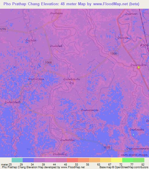 Pho Prathap Chang,Thailand Elevation Map