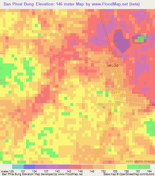Ban Phrai Bung,Thailand Elevation Map