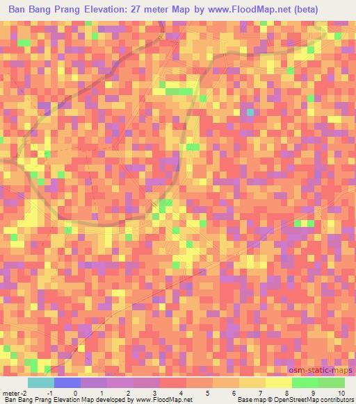 Ban Bang Prang,Thailand Elevation Map