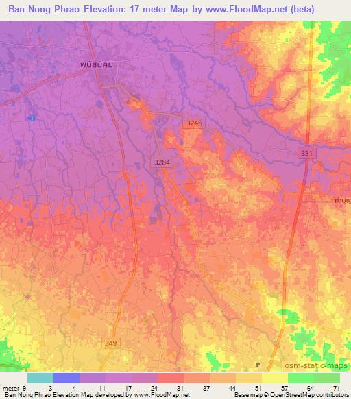 Ban Nong Phrao,Thailand Elevation Map