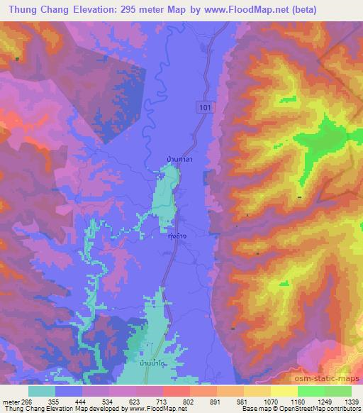 Thung Chang,Thailand Elevation Map