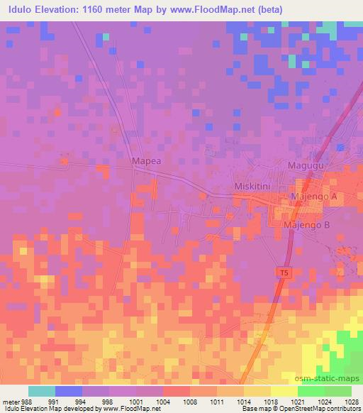 Idulo,Tanzania Elevation Map