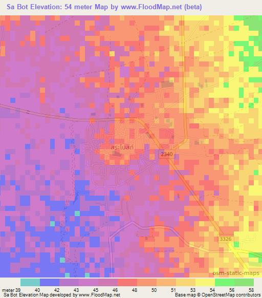 Sa Bot,Thailand Elevation Map
