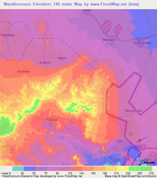 Marathovouno,Cyprus Elevation Map
