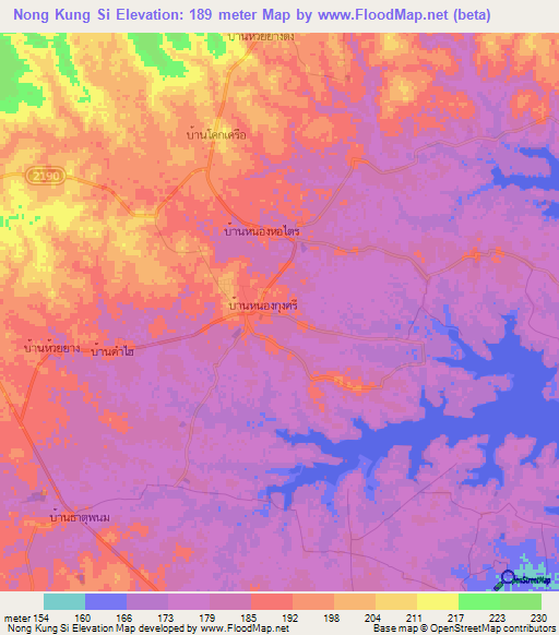 Nong Kung Si,Thailand Elevation Map