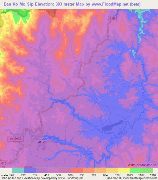 Ban Ko Mo Sip,Thailand Elevation Map