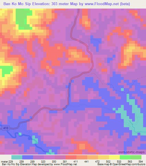 Ban Ko Mo Sip,Thailand Elevation Map