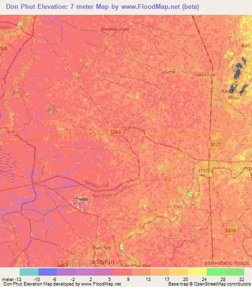 Don Phut,Thailand Elevation Map
