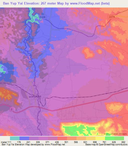Ban Yup Yai,Thailand Elevation Map