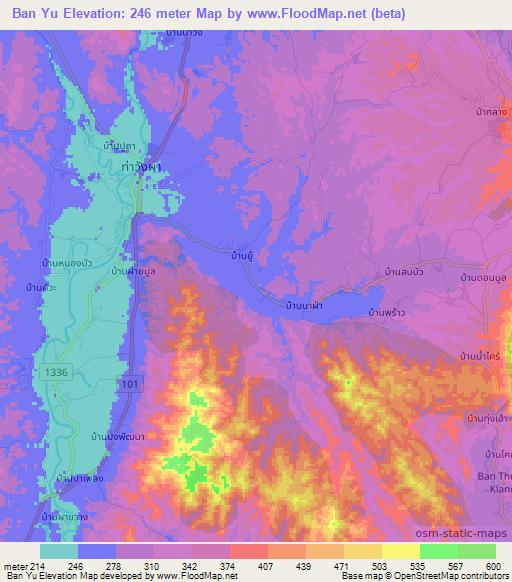 Ban Yu,Thailand Elevation Map