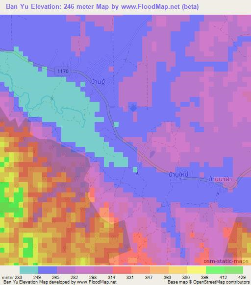 Ban Yu,Thailand Elevation Map