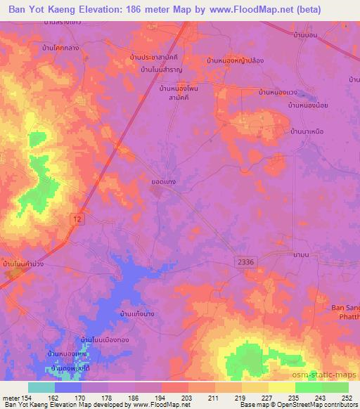 Ban Yot Kaeng,Thailand Elevation Map
