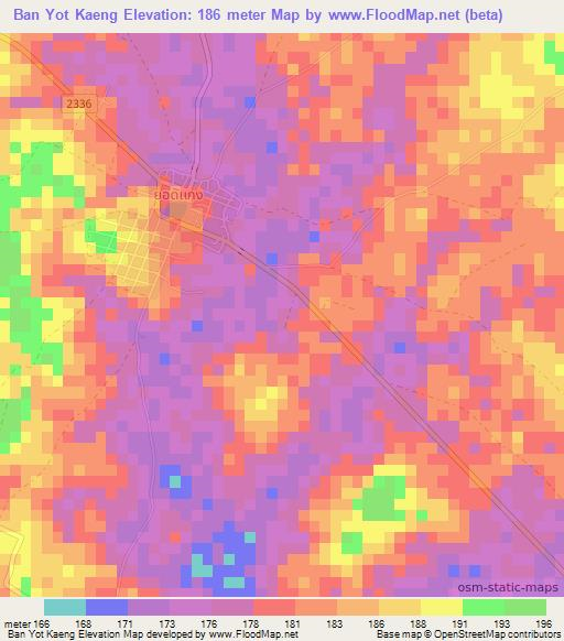 Ban Yot Kaeng,Thailand Elevation Map