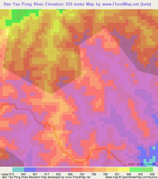 Ban Yao Pong Khao,Thailand Elevation Map