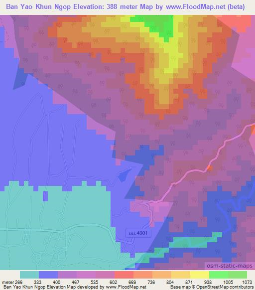 Ban Yao Khun Ngop,Thailand Elevation Map