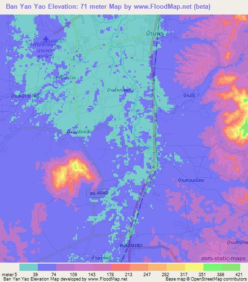 Ban Yan Yao,Thailand Elevation Map