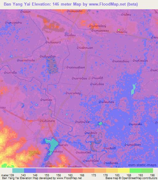 Ban Yang Yai,Thailand Elevation Map