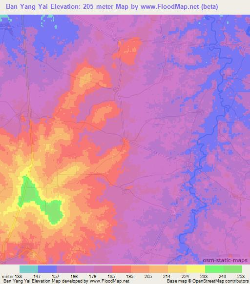 Ban Yang Yai,Thailand Elevation Map