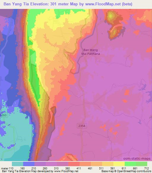 Ban Yang Tia,Thailand Elevation Map