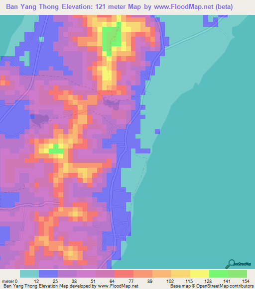 Ban Yang Thong,Thailand Elevation Map