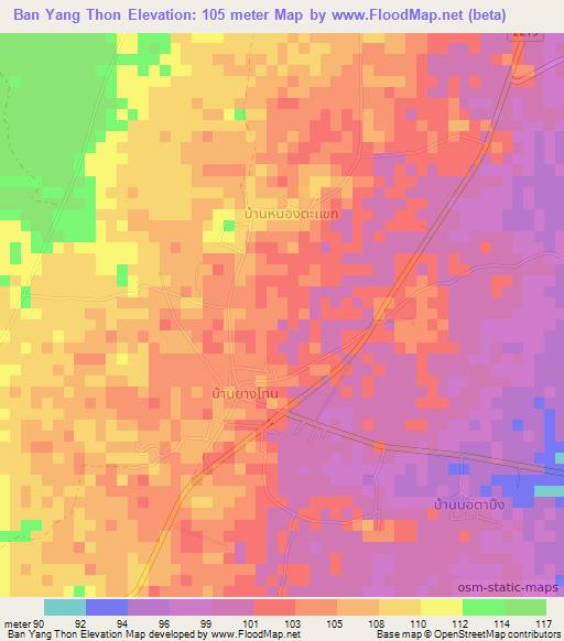 Ban Yang Thon,Thailand Elevation Map