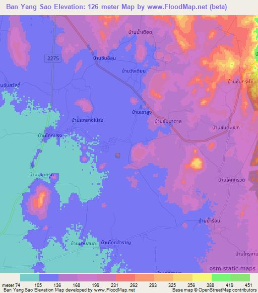 Ban Yang Sao,Thailand Elevation Map