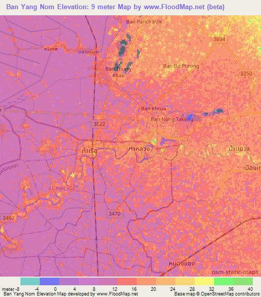 Ban Yang Nom,Thailand Elevation Map