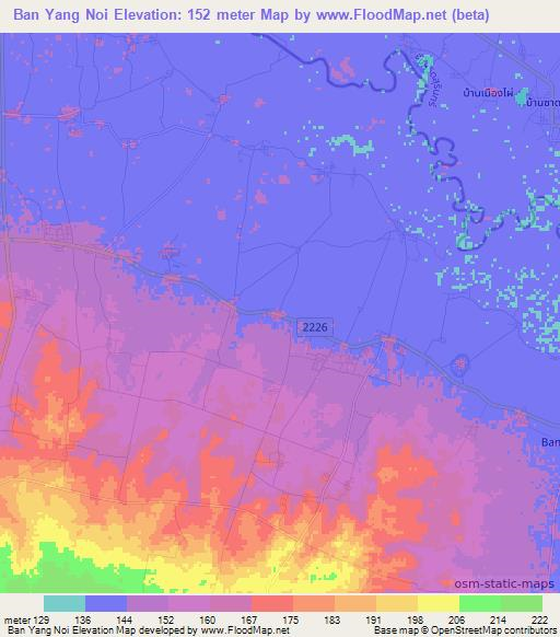 Ban Yang Noi,Thailand Elevation Map