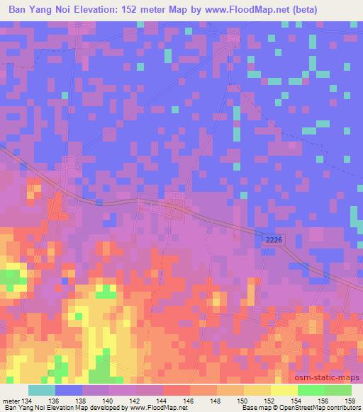 Ban Yang Noi,Thailand Elevation Map