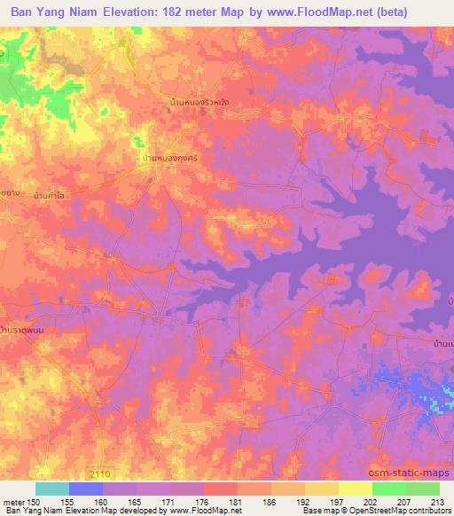 Ban Yang Niam,Thailand Elevation Map