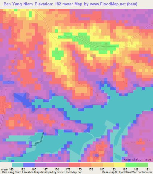 Ban Yang Niam,Thailand Elevation Map