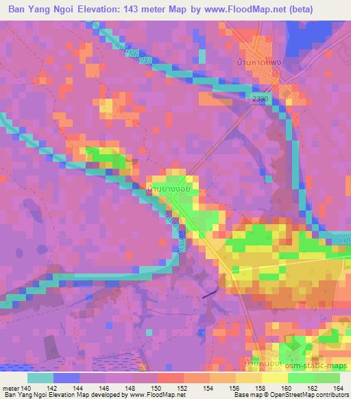 Ban Yang Ngoi,Thailand Elevation Map