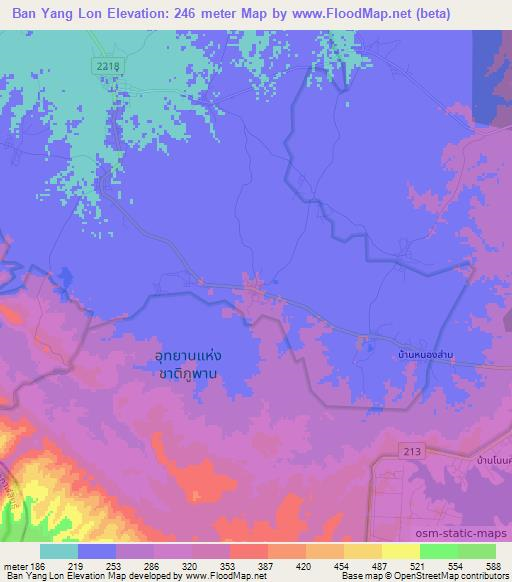 Ban Yang Lon,Thailand Elevation Map