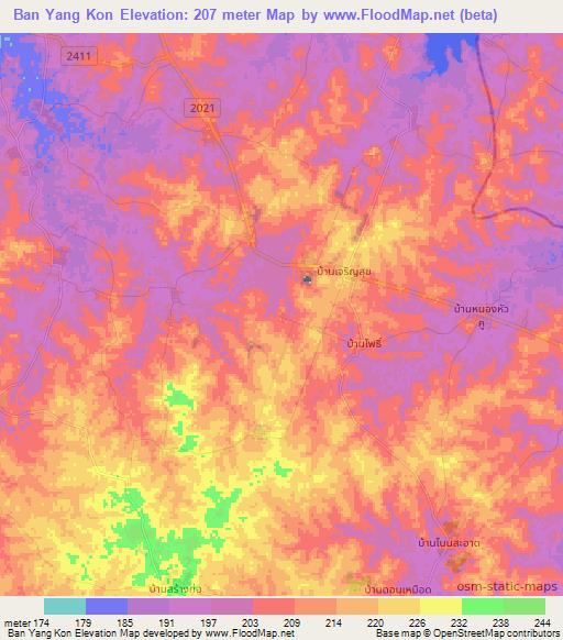 Ban Yang Kon,Thailand Elevation Map