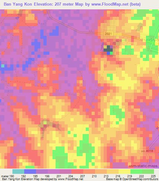 Ban Yang Kon,Thailand Elevation Map
