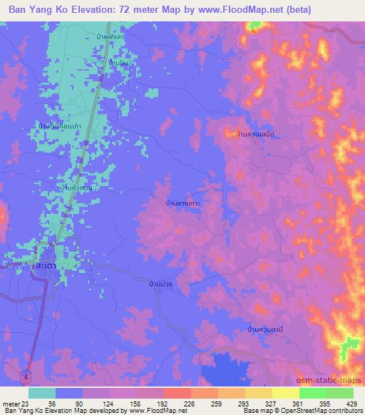 Ban Yang Ko,Thailand Elevation Map