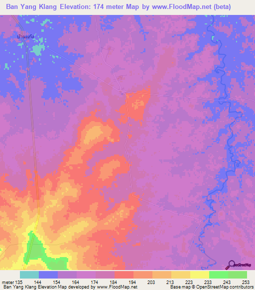 Ban Yang Klang,Thailand Elevation Map