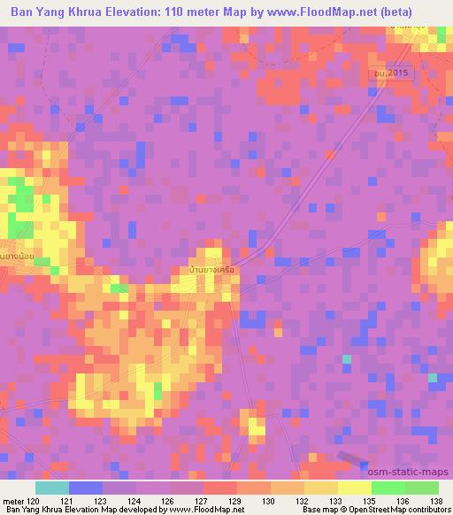 Ban Yang Khrua,Thailand Elevation Map