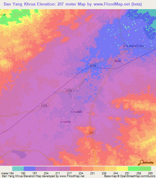 Ban Yang Khrua,Thailand Elevation Map